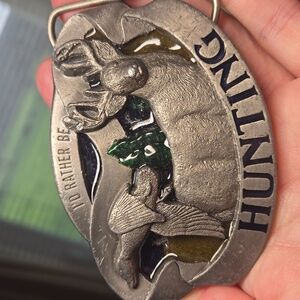 Vintage "I'd Rather Be Hunting" belt buckle